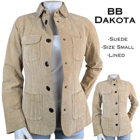 BB Dakota Jackets & Blazers - BB Dakota Suede Leather Safari Jacket Tan Medium Utility Field Coat